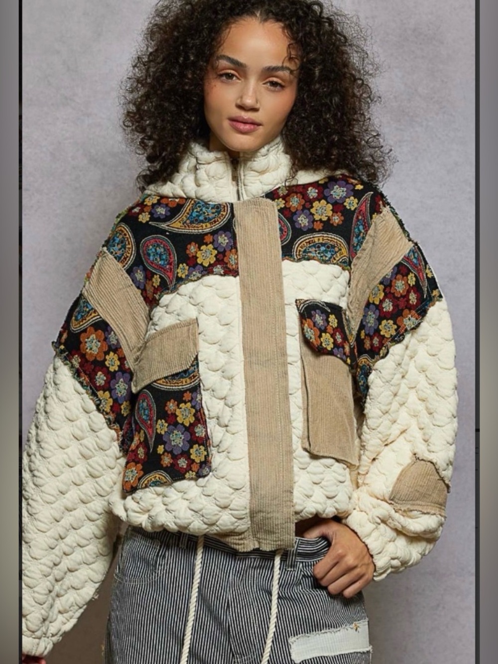 POL Quilted Hooded Bomber Jacket - size Small
